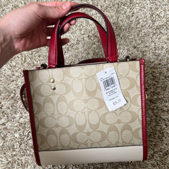 Coach Lunar New Year Dempsey Tote Bag 22 In Signature Canvas With Rabbit And Car - Picture 4 of 9